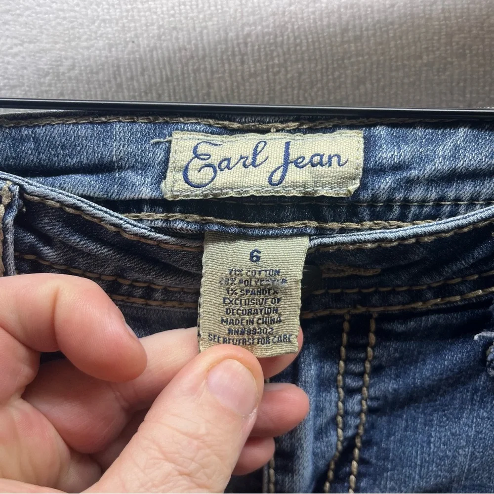 Earl Jean Flap pocket Bootcut‎ Jeans Womens 6 Blue Denim Stretch Cute 2930